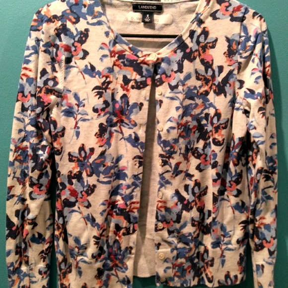 Lands  End Cardigan Sweater Size S multi design - Picture 1 of 5